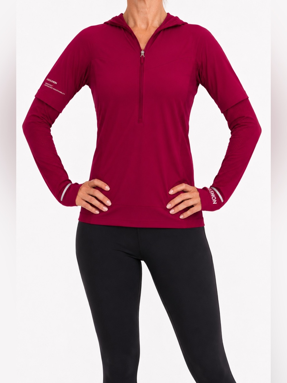 Lululemon SenseKnit Composite Running Jacket Size 6 Pomegranate EUC